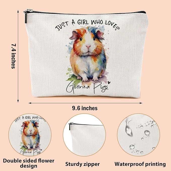 Guinea Pig Gifts for Women Makeup Bag, Guinea Pig Stuff Cosmetic Bag Travel Organizer Bags, Makeup Pouch, Christmas Birthday Animal Lovers Gifts for Women Girls Friends Daughter
