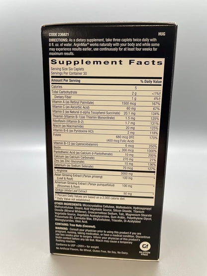 GNC Mens Arginmax Sexual Health Supplement for Men, 180 Count, Supports Blood Flow and Vitality