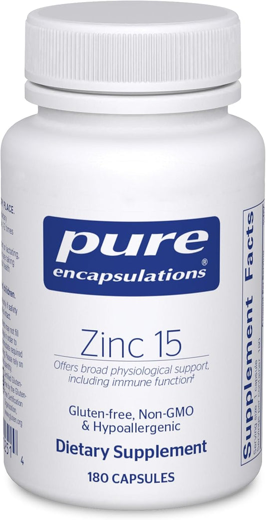 Pure Encapsulations Zinc 15 mg - Zinc Picolinate Supplement for Immune System Support, Growth & Development - for Wound Healing - with Premium Zinc Picolinate - 180 Capsules