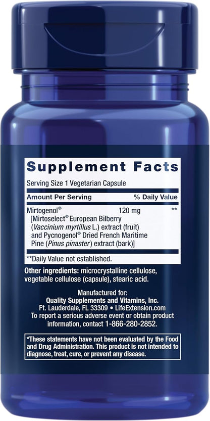 Life Extension Eye Pressure Support with Mirtogenol - Eye Health Supplement for Healthy Eye Pressure - with French Maritime Pine bark – Gluten-Free, Vegetarian, Non-GMO - 30 Capsules