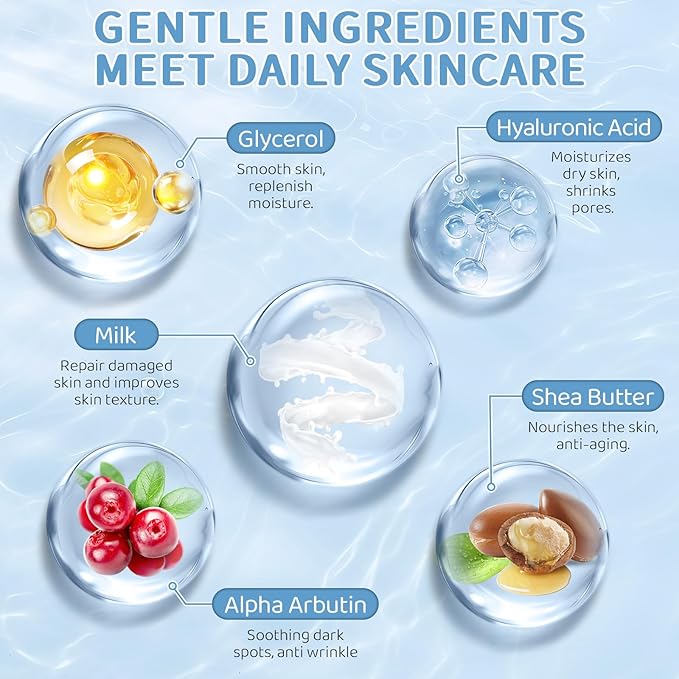 Skin Care Routine Set For Girls, Anti Aging Milk Skin Care Set With Cleanser, Serum, Cream, Eye Cream For Acne, Shrink Pores, Face Skincare Travel Kit With Hyaluronic Acid For Women, Daily Care