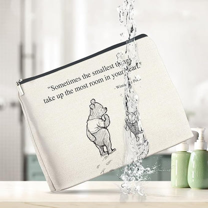 YeleY Pooh Bear Gifts for Women Girls, Classic Makeup Bag for Women Girls Friends, Inspirational Pooh Bear Cosmetic Bag Makeup Zipper Pouch