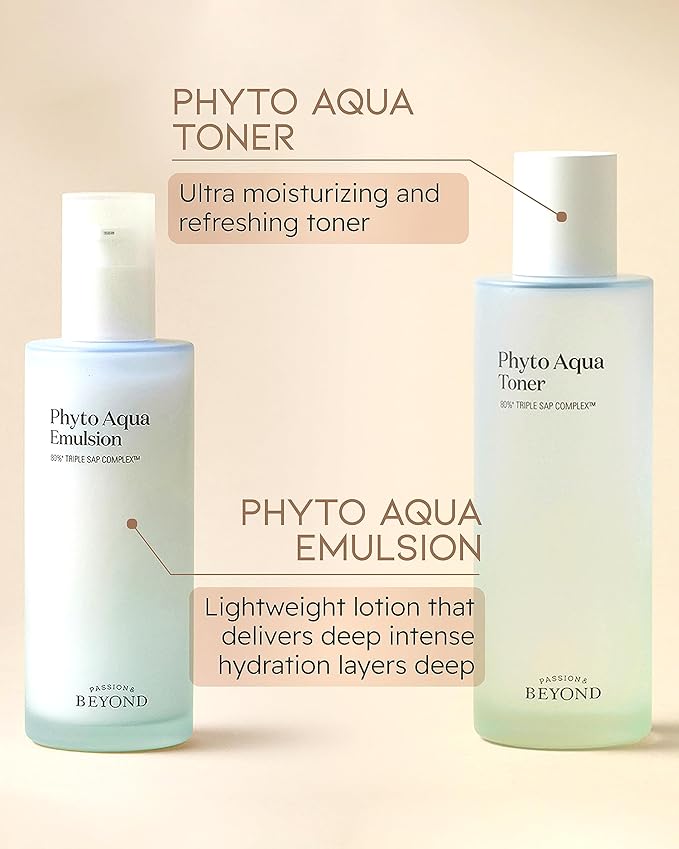 Beyond Phyto Aqua Skincare Gift Set (11.3fl oz) - Vegan Formula Korean Skin Care. Toner & Lotion for Hydration, Soothing. Hyaluronic Acid, Tree Sap Complex.