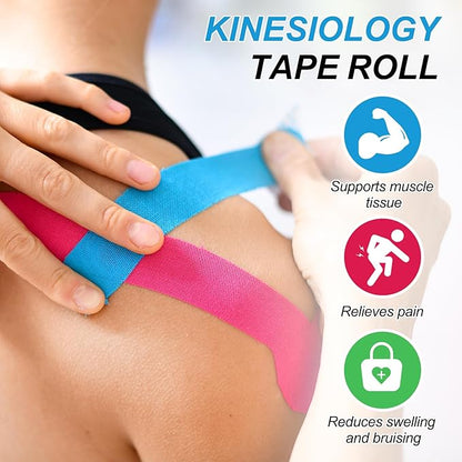 PATIKIL 5.5 Yard x 4 inch Kinesiology Tape, 1 Roll Adhesive Cotton Sports Muscle Support Tapes Waterproof Elastic Tape for Knee Ankle Wrist Shoulder, Green