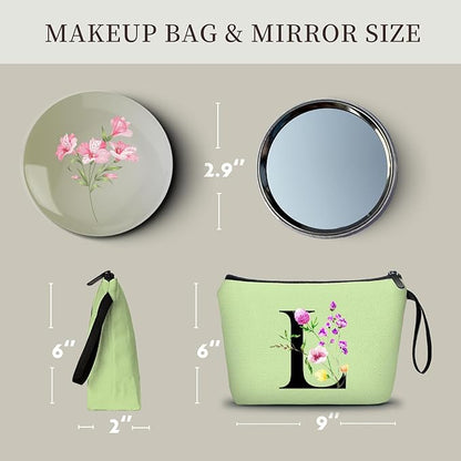 SEAMOON Birthday Friendship Bridesmaid Team Gifts for Employees Women Mom Aunt Daughter Teenage Girl Personalized Make up Cosmetic Bag Travel with Mirror Mothers Day Christmas Graduation L