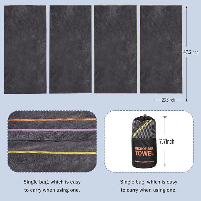 Dofilachy 4 Pack Camping Towel - Camping Towels 24” x 48”
