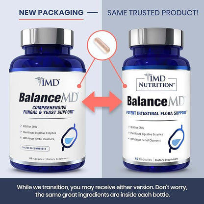 1MD Nutrition BalanceMD Vaginal Probiotics | Oregano & Caprylic Acid with Lactobacillus & Digestive Enzymes | Promotes Intestinal Flora Balance | 60 Capsules