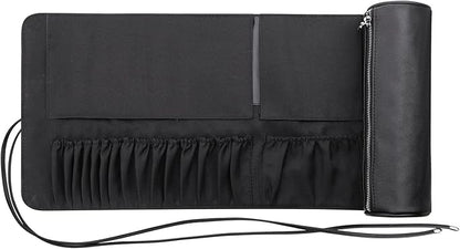 MSQ Makeup Brush Bag Travel Makeup Brush Case Makeup Brush Holder Organizer Cosmetic Bag Portable Roll Up Brush Storage Bag for Makeup Brushes and Cosmetic Essentials (Only Bag)