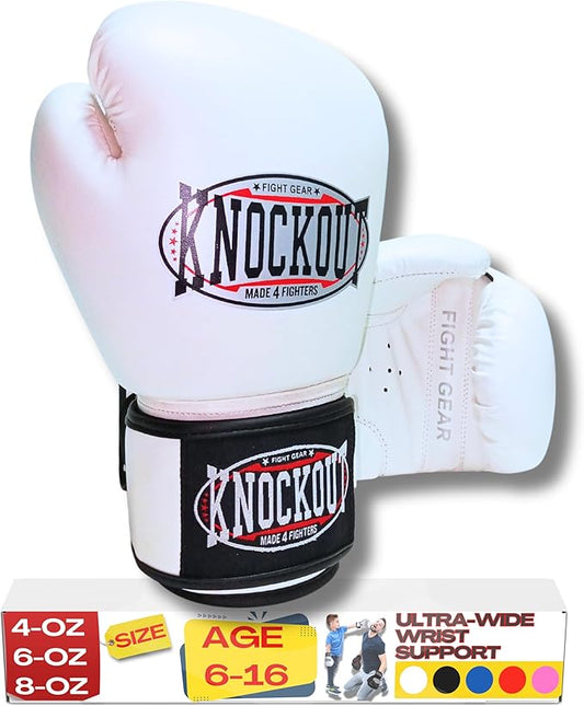 Knockout Gel Boxing Gloves for Men Women - Pro Training Sparring, Maya Hide Leather Muay Thai MMA Kickboxing, Adults-Kids Heavy Bag Workout Gloves for Boxing -Ultra-Wide Wrist Support 10 oz - 16 oz