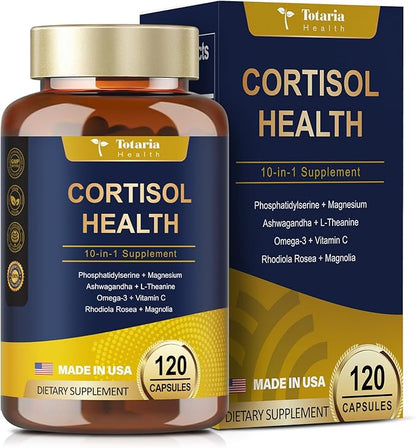 Cortisol Supplement with Ashwagandha,Magnesium,Rhodiola Rosea,L Theanine,Hormone Balance for Women Mood, Focus, Sleep Support 120 Vegan Capsules (Pack of 1)