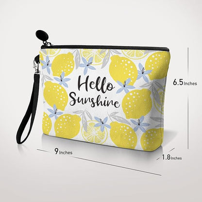 Hglian Lemon Travel Makeup Bag,Inspirational Cosmetic Toiletry Accessories Organizer,Cute Zipper Pouch for Purse,Gifts for Women Friends Girls-Yellow