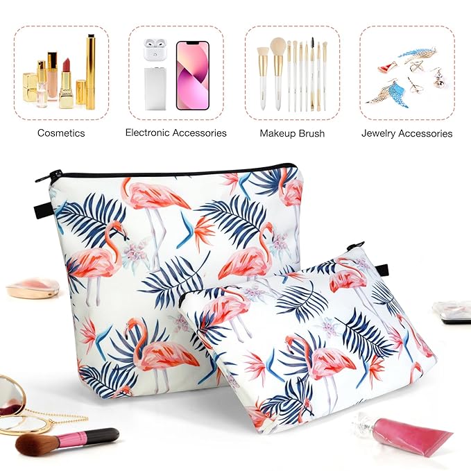 Noozion 2pcs Cosmetic Bag for Women Makeup bag Organizer Small Mini Travel Makeup Pouch for toiletries Water Resistant Girls Gift