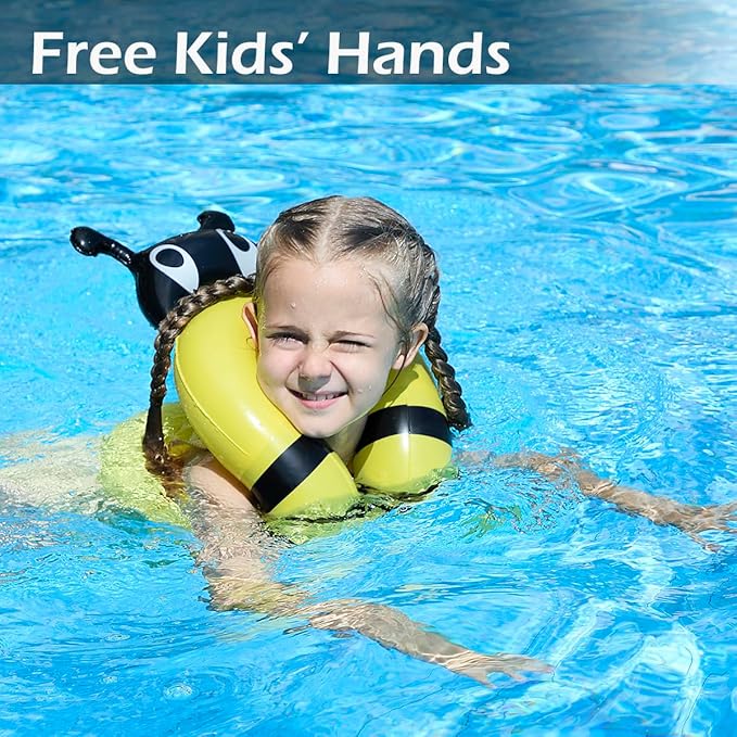 Kids Swimming Bee Floaties for Boys and Girls 3-6yrs Old,Inflatable Swim Vest Sea for Children Beach Pool – Learn to Swim Floaty for Weight 33-50lbs Pool