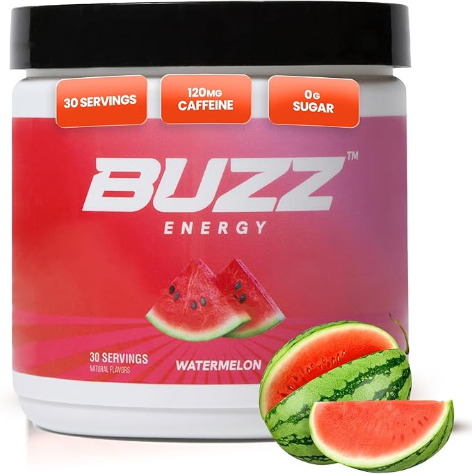 Morning Buzz Energy Drink Powder - Energy Boost Drink Mix - Sugar-Free Energy with Antioxidants - Morning Kickstart and Sports Nutrition Endurance Product - 30 Servings, Watermelon, 8 Ounces