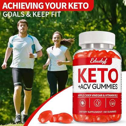 EDUDYF Keto ACV Gummies - 120 Count Gluten-Free, Gelatin-Free Apple Cider Vinegar Gummies with B12 for Keto Support, Vegetarian, Unique Flavor, Convenient Bottled Supplement for Men & Women