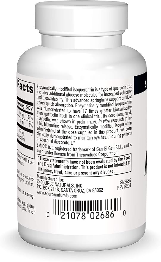 Source Naturals AllerStrength Fast-Acting Seasonal Immune Support - Highly Bioavailable Quercetin* - 60 Tablets