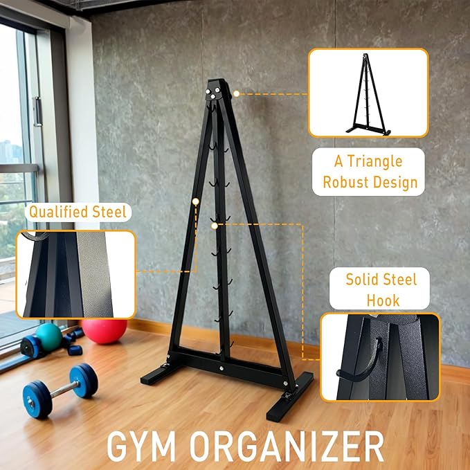 Gym Fitness LAT Pull Down Bar Storage Rack for Mag Grip - Heavy Duty A-Frame Stand for LAT Pulldown Attachments