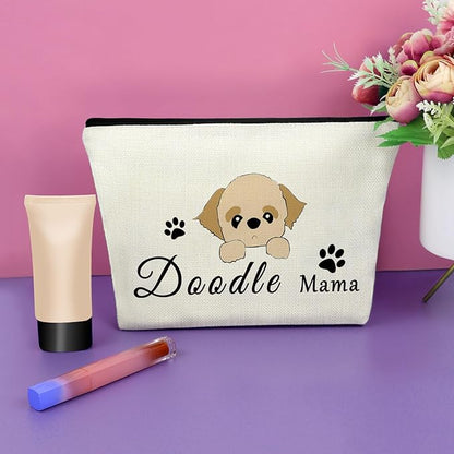Sazuwu Doodle Mama Dog Lovers Makeup Bag - Gifts for Women, Dog Mom, Mothers Day & Christmas - Travel Pouch
