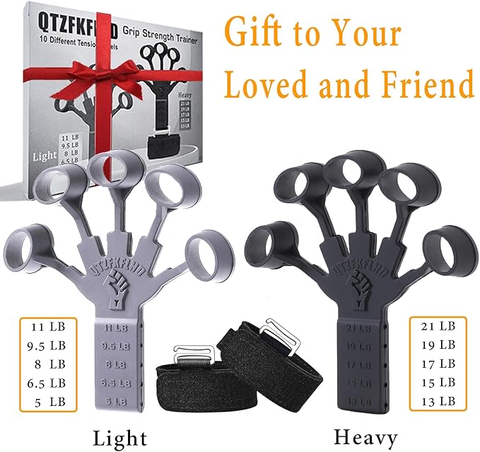 Grip Strength Trainer with Forearm Strengthener Recover(5 PCS)
