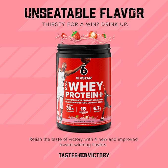 Six Star Elite Series 100% Whey Protein Plus Strawberry Smoothie 1.8lbs US