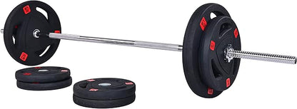 Signature Fitness Cast Iron Standard Weight Plates Including 5FT Standard 95-Pound Set (85 Pounds 10 Pounds