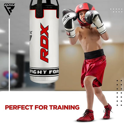 RDX Kids Punching Bag 2FT with Boxing Glove, Unfilled Set for Boys Girls, Non Tear Maya Hide Leather Junior Hanging Bag, Kickboxing MMA Muay Thai Taekwondo Karate Home Gym Strength Training