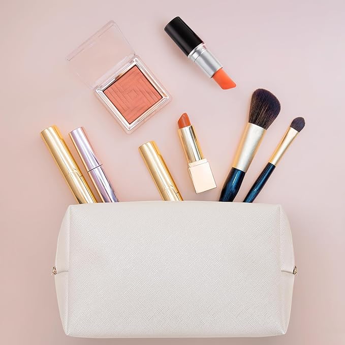 HAOGUAGUA Makeup Bag Pouch Purse Organizer Waterproof Travel Cosmetic Organizer for Women Girl Medium Size (Shell gold-1pcs)