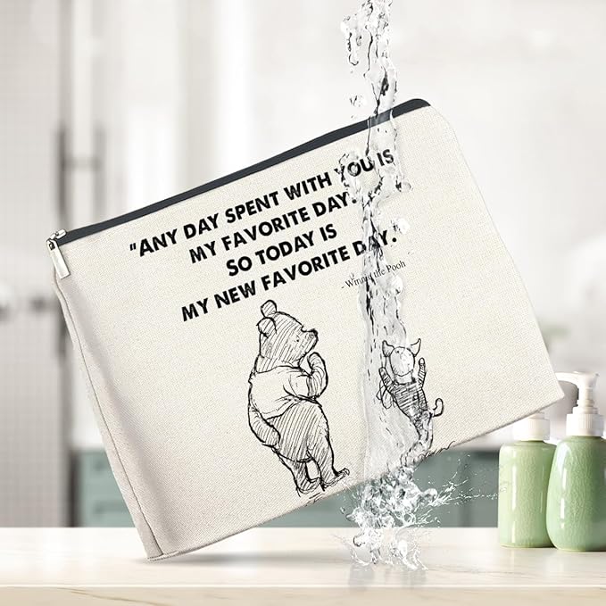 YeleY Pooh Bear Gifts for Women Girls, Inspirational Gifts Friendship Gift for Girls Women Friends, Classic Pooh Bear Makeup Bag Pooh Bear Cosmetic Bag