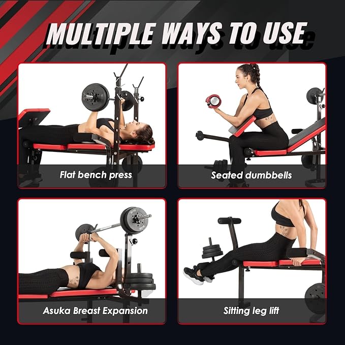ISE Multi-Weight Bench Set with Squat Rack Training，800LBS