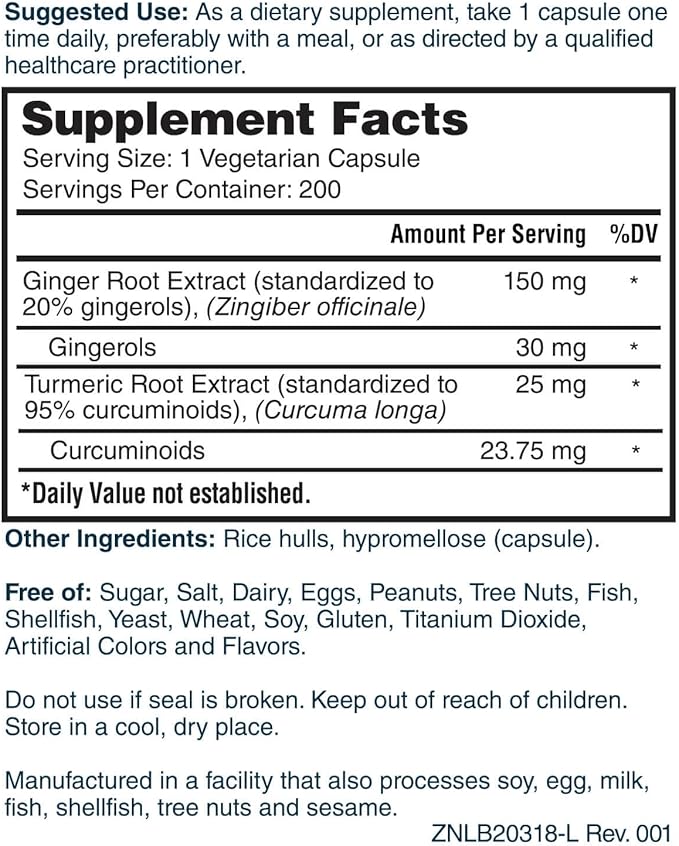 Nature's Lab Ginger Supreme - Ginger Extract, Turmeric Extract - 200 Ct