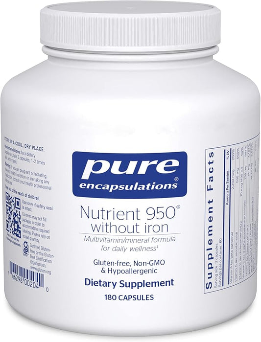 Pure Encapsulations Nutrient 950 Without Iron | Supplement to Support Cardiovascular, Immune, and Cellular Health, Bones, Hormone Metabolism, and Carbohydrate Utilization* | 180 Capsules