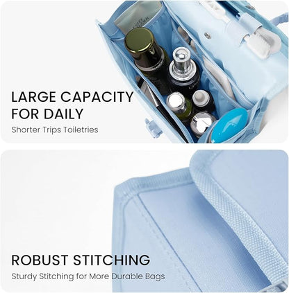 Travel Toiletry Bag for Women with Collapsible Hanging Hook, Portable Water-resistant Makeup Cosmetic Bag Organizer with Handle for Bathroom, Travel, Shorter Trips, Gym, Camping, Gifts for Women