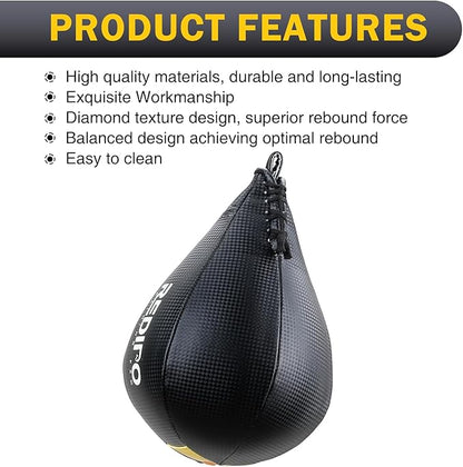Superior Boxing Speed Bag - PU Leather Speed Punching Ball - Heavy Duty Hanging Swivel Ball for Gym & MMA Muay Thai Sports Fitness - Punching Dodge Striking Speed Reflex Ball