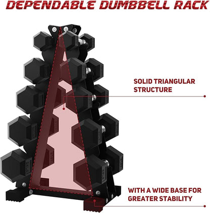 BalanceFrom 100LB or 150LB Rubber Coated Hex Dumbbell Weight Set and Storage Rack, 5-20 lbs Pairs, or 5-25 lbs Pairs