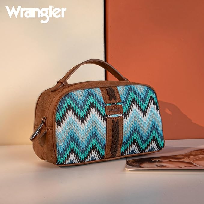 Wrangler Makeup Pouch Bag Mini Western Toiletry Purse Cosmetic Organizer Paisley Travel Pouch for Women