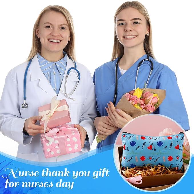 Reginary 20 Pieces Nurse Cosmetic Bag Nurse Practitioner Gifts for Women Nursing Makeup Bag Canvas Cosmetic Cute Pouch for Purse