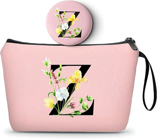 SEAMOON Happy Birthday Friendship Bridesmaid Team Gifts for Employees Women Mom Girl Daughter Teenage Personalized Make up Cosmetic Bag Travel with Mirror Mothers Day Christmas Graduation Z