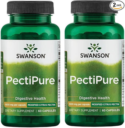 Swanson PectiPure Modified Citrus Pectin-Supports Digestive Health and Cellular Health-Delivers Minimum of 82% Galacturonic Acid-Natural Wellness Supplement (60 Capsules, 600mg Each) 2 Pack