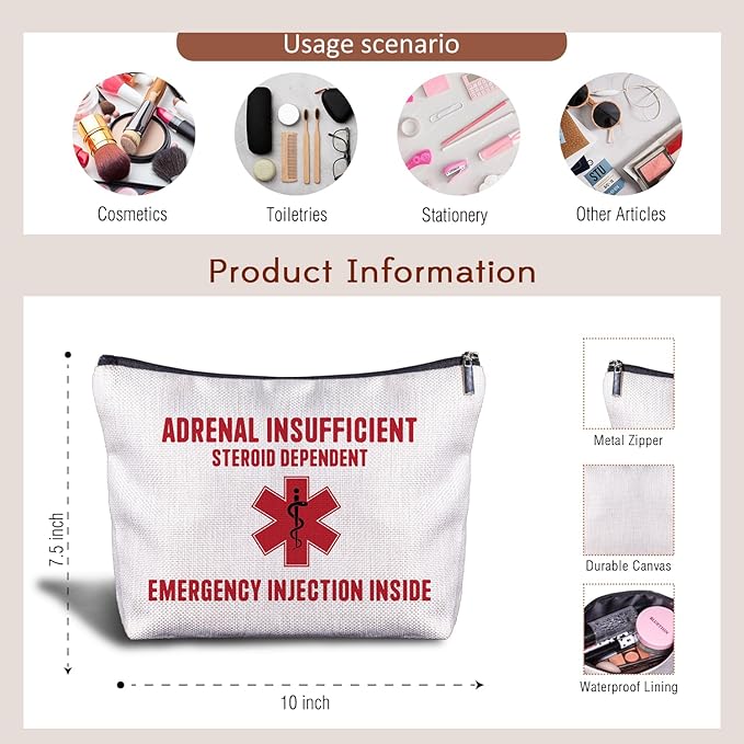 Nurse Doctor Cosmetic Bag - Doctor Nurse Gifts for Women, Nurse Small Medical Bag,Adrenal Insufficiency Makeup Bag, Emergency Makeup Bag, Emergency Injection Bag for Travel (1)