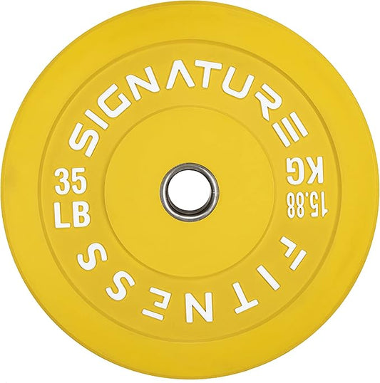 Signature Fitness 2" Olympic Bumper Plate Weight Plates 35LB Single,