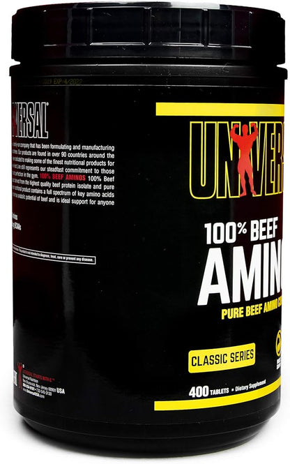 Universal Nutrition - 100% Beef Aminos -3g of Beef Protein Isolate for Recovery and Growth - 400 Tabs