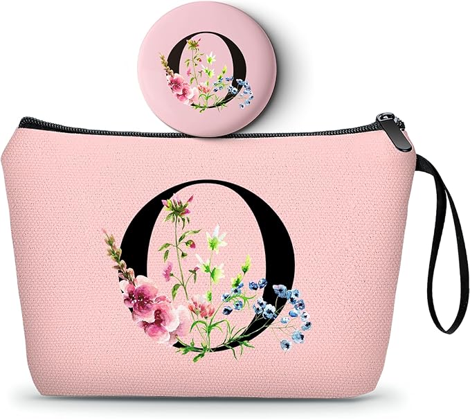 SEAMOON Happy Birthday Friendship Bridesmaid Team Gifts for Employees Women Mom Girl Daughter Teenage Personalized Make up Cosmetic Bag Travel with Mirror Mothers Day Christmas Graduation O