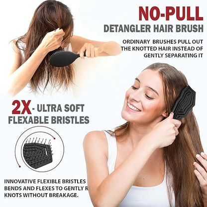 Fiora Naturals Hair Detangling Brush -100% Bio-Friendly Hair Detangler Brush w/Ultra-soft Bristles- Glide Through Tangles with Ease - For Curly, Fine, Women, Men, Kids, Toddlers, Wet and Dry Hair