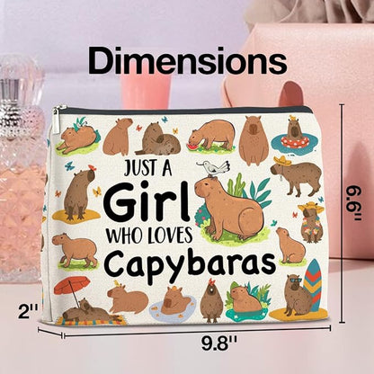 Capybara Lover Gifts Makeup Bag, Just a Girl Who Loves Capybaras Cosmetic Zipper Pouch