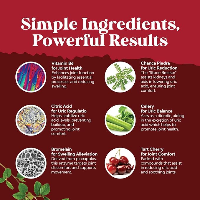 Herbal Uric Acid Cleanse and Detox - Essential Daily Kidney Cleanse and Uric Acid Support for Adults – Joint Support Supplement and Detox Cleanse with Tart Cherry Extract Capsules for Men and Women