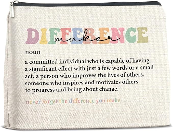 Difference Maker Makeup Bag Thank You Gifts for Mentor Leader Coach Boss Manager Leaving Retirement New Job Going Away, Difference Maker Gifts Cosmetic Bag Zipper Makeup Pouch