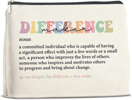 Difference Maker Makeup Bag Thank You Gifts for Mentor Leader Coach Boss Manager Leaving Retirement New Job Going Away, Difference Maker Gifts Cosmetic Bag Zipper Makeup Pouch