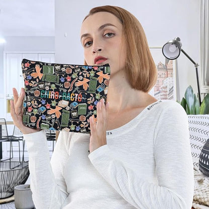 WZMPA Chiropractor Cosmetic Bag Chiropractic Assistant Gifts Chiropractic Makeup Zipper Pouch Bag For Chiropractic Chiropractor Merchandise (Chiropractor BL)