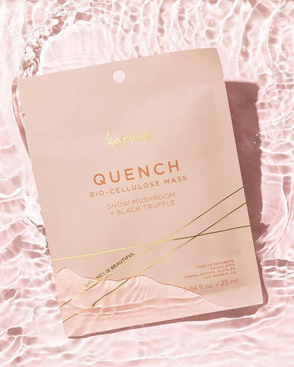 Karuna Skin - QUENCH Biocellulose Facial Mask for Dry, Dull Skin, Cooling & Rejuvenating Facial Skin Care Products, Hydrating Face Masks with Black Truffle, Sheet Mask for Fine Lines & Wrinkles, 0.74