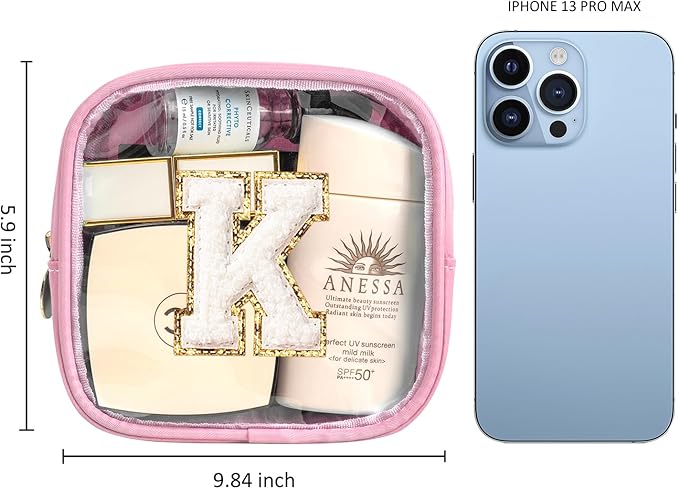 Preppy Stuff Birthday Gifts for Women - Pink Preppy Makeup Bag Best Friend Birthday Gifts Teacher Gifts for Women Wedding Gifts Bridesmaid Gifts Daughter Teacher Wife Gifts Teen Girl Gift (Pink, K)